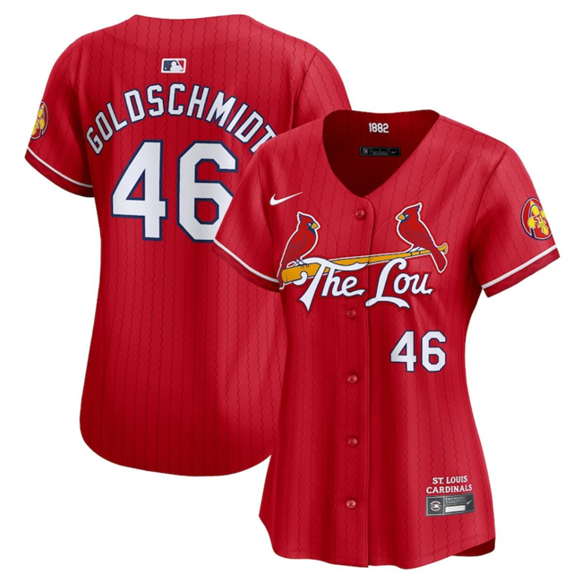 Women's St. Louis Cardinals #46 Paul Goldschmidt Red 2024 City Connect Limited Stitched Baseball Jersey(Run Small)